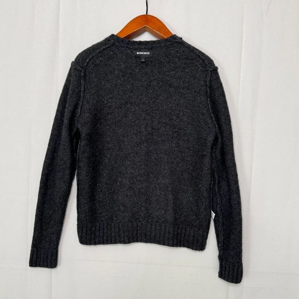 Bonobos Gray Extra Fine Merino Wool Nylon Alpaca Blend Crew Neck Sweater Small